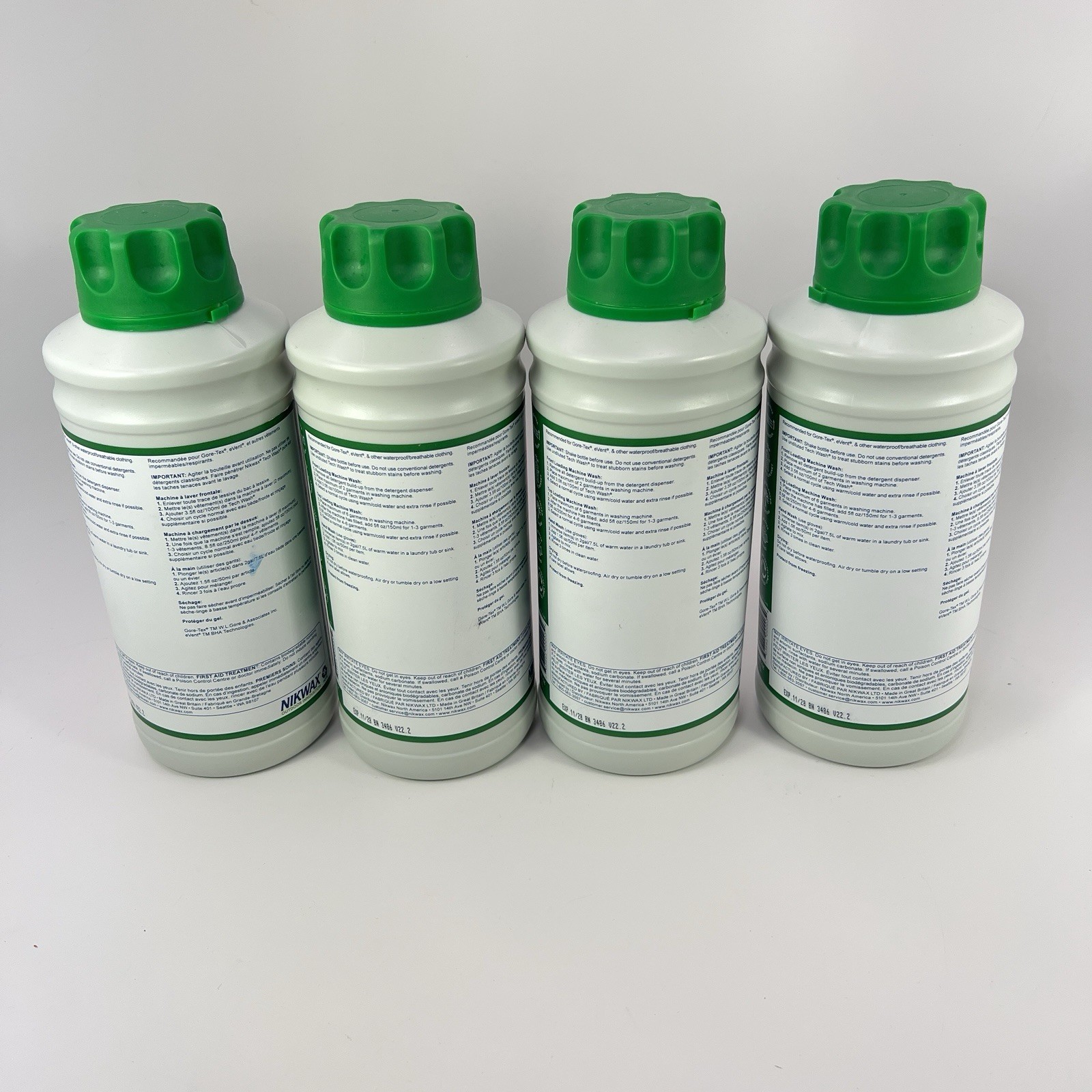 34oz 1L Nikwax Tech Wash Technical Cleaner for Rain & Snow Clothing Lot Of 4