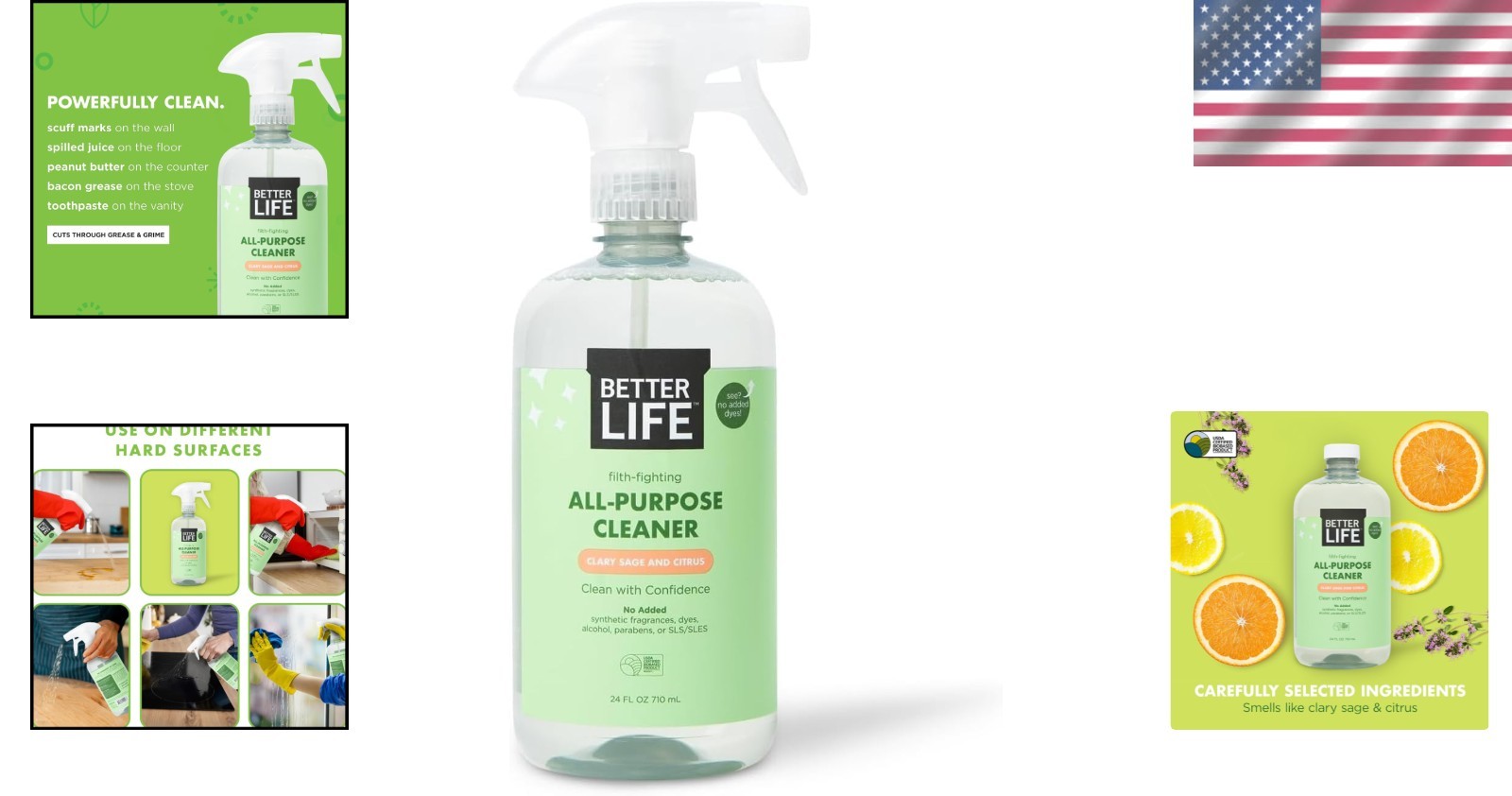Clary Sage & Citrus Multi-Surface Cleaner – 24oz Household Spray, Eco-Friendly