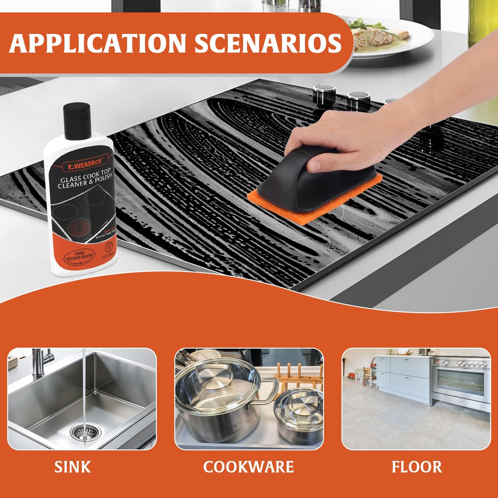20pcs Glass Stove Top Cleaner Kit – 12 oz Cooktop Cleaner Polish, Non-Abrasiv…