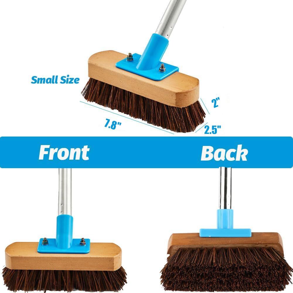Heavy Duty Deck Brush With Long Handle 60″ Floor Scrub Brush With Stiff Natural