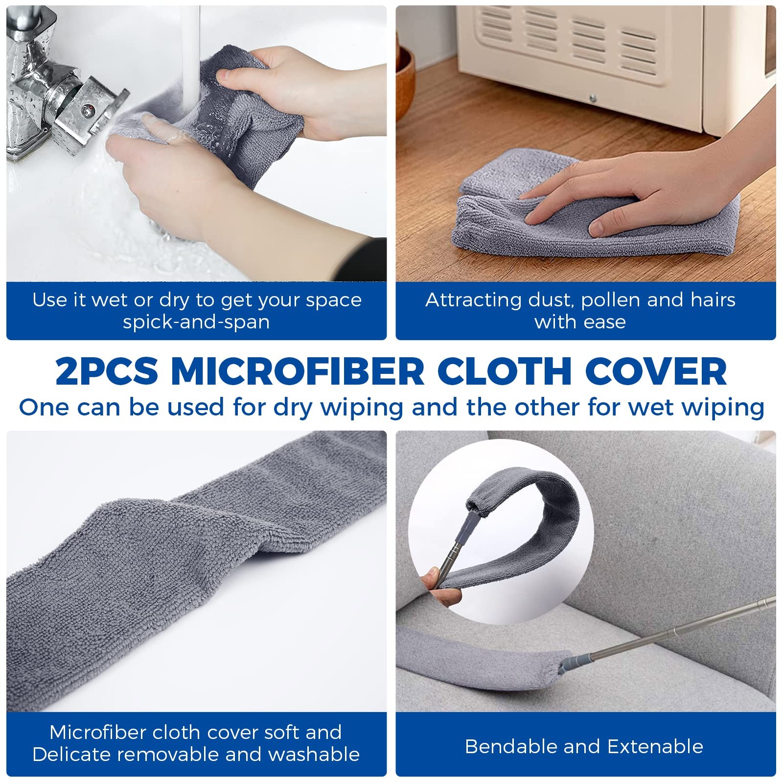 Retractable Gap Dust Cleaner Cleaning Tools with 2 Microfiber Dusting Cloths …