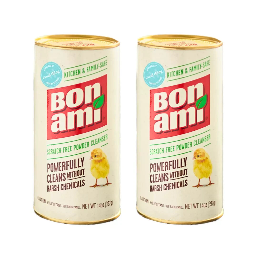 Bon Ami POWDER CLEANSER 14 oz. No Scent Cleaner Kitchen Bath Surfaces Pack of 2