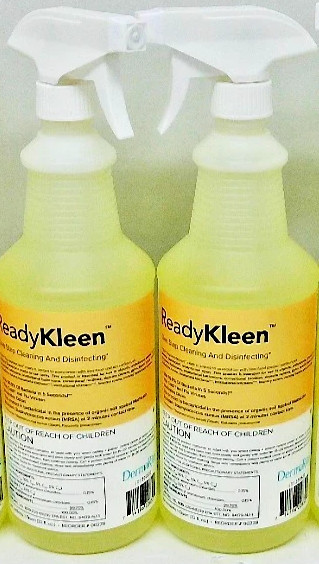 2x DermaRite ReadyKleen One Step Cleaning Disfect 32 OZ. Spray Bottles each