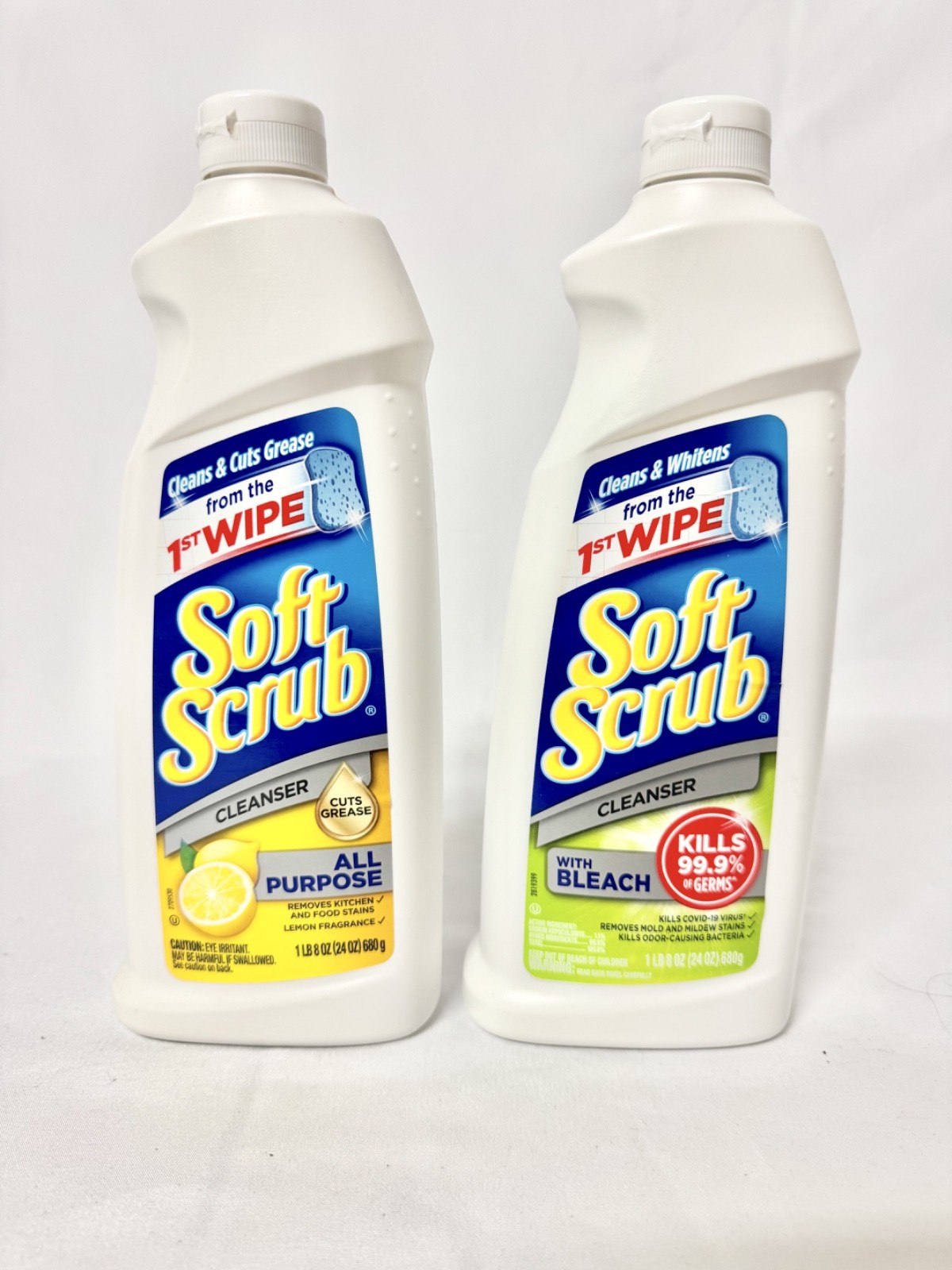 2 Soft Scrub All Purpose Lemon / with Bleach Surface Cleanser, 24 fl oz