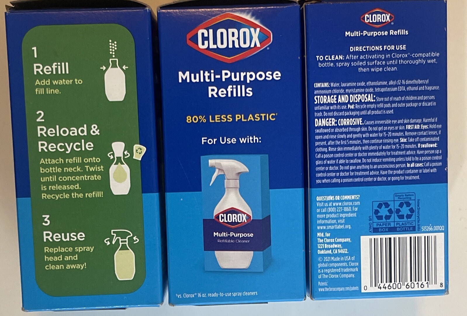 3 Clorox Multi-Purpose Cleaner Refills 2 pack Crisp Lemon New in Box