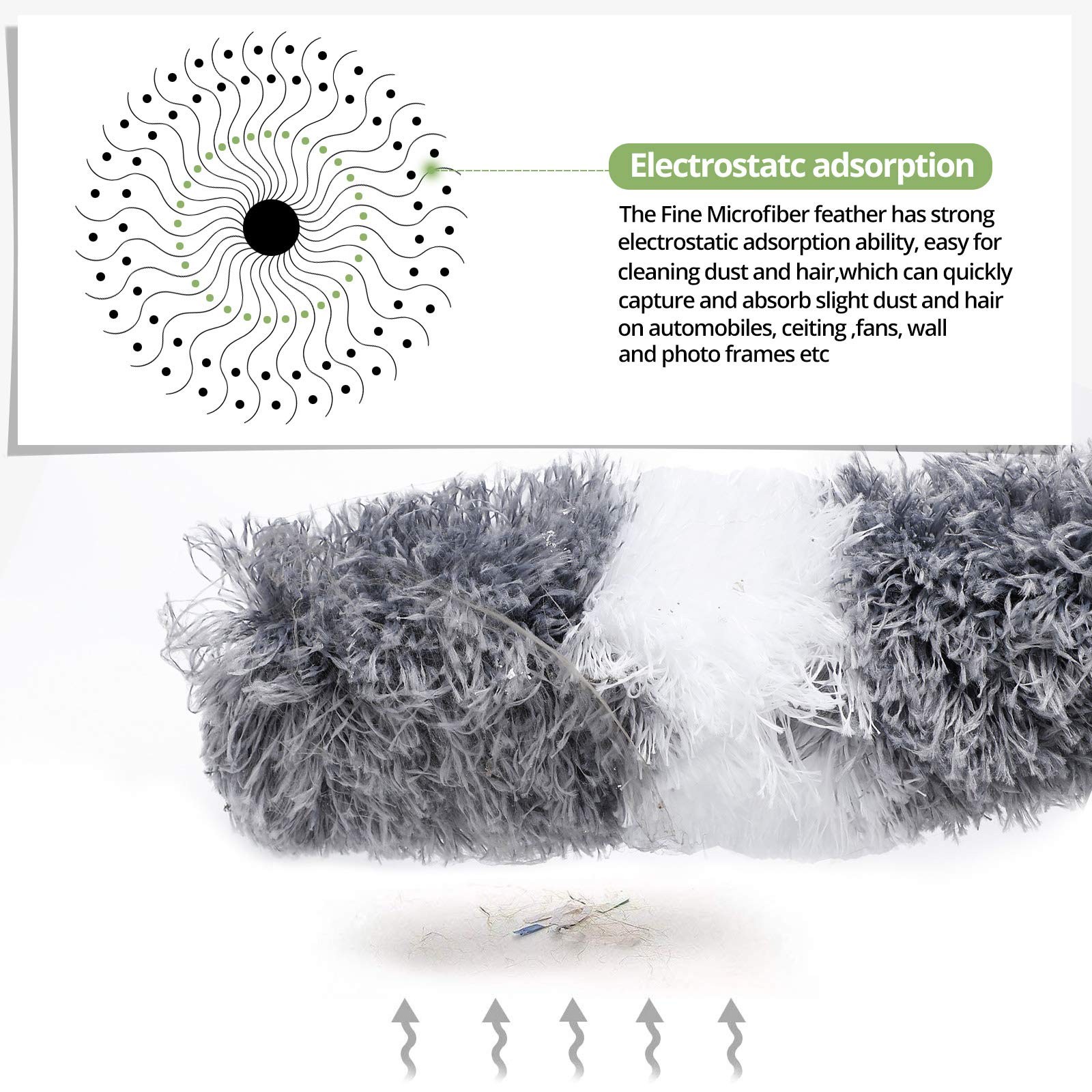 Microfiber Feather Duster Extendable Duster with 100 inches Extra Long Pole, …