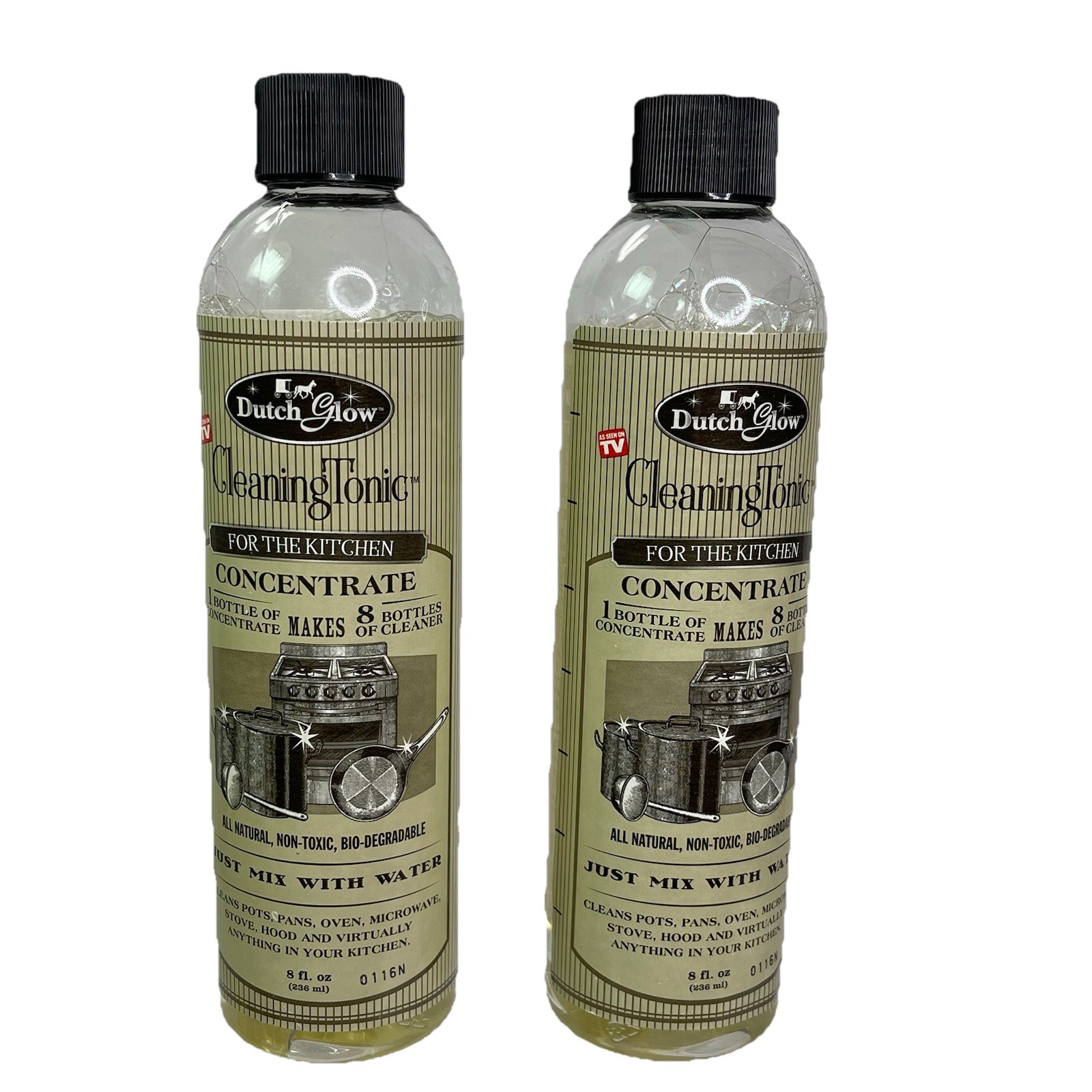 Dutch Glo Cleaning Tonic Kitchen Concentrate 8 fl oz Bottle Lot of 2 NEW