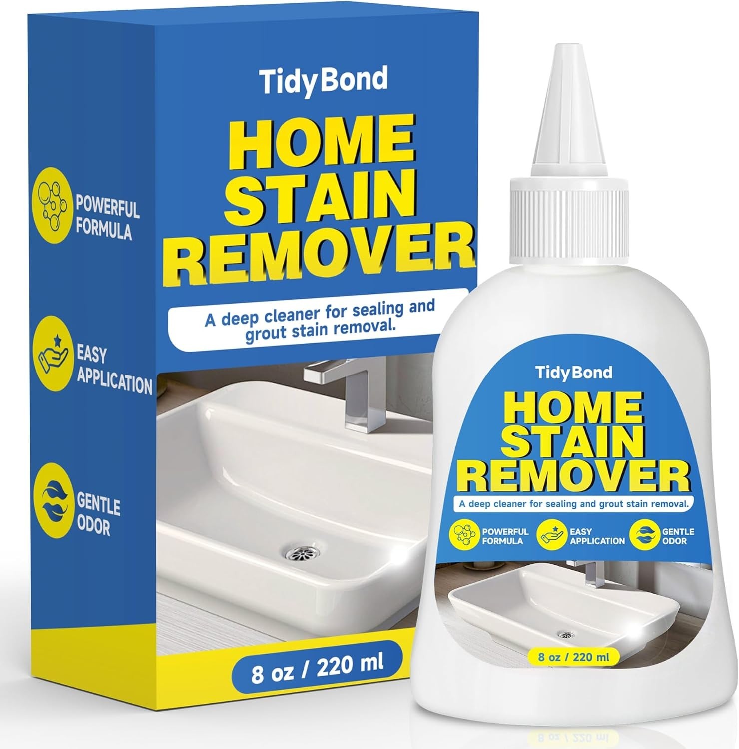 Powerful Stain Remover Gel for Tile Grout Sealant with Nozzle Brush 8oz