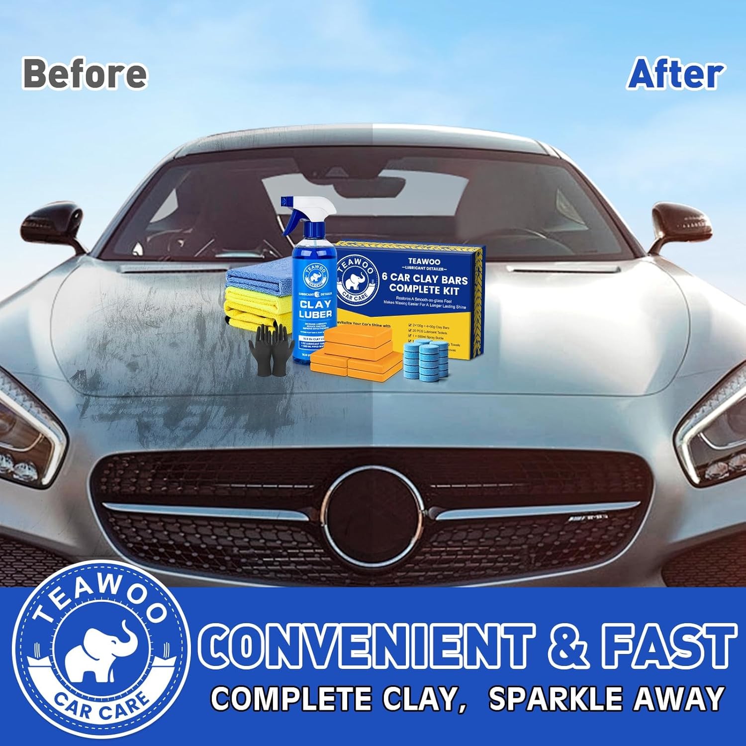 Clay Bars Kit, 6 Clay Bars & 20 PCS Lubricant Tablets, Complete Car Detailing