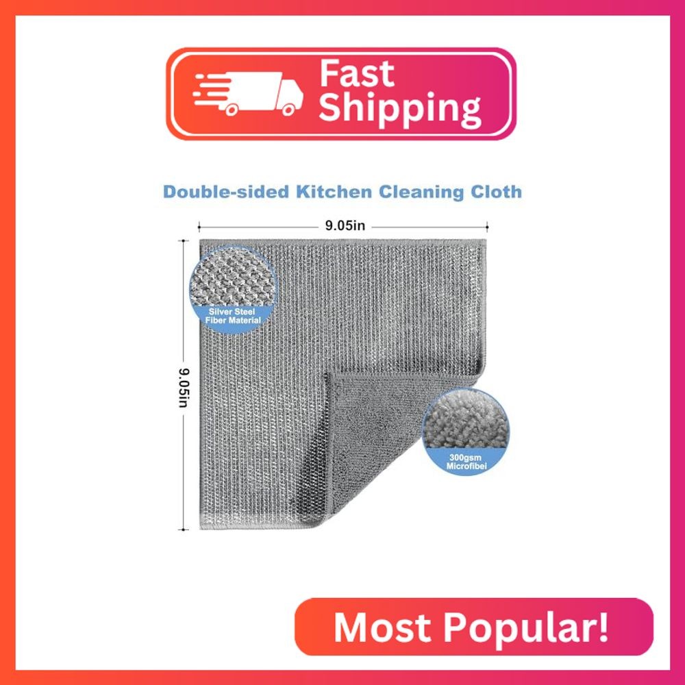 TIVERAIN 10pcs New Upgrade 2-Layer Microfiber Wire Dishcloth,Non-Scratch Wire Di