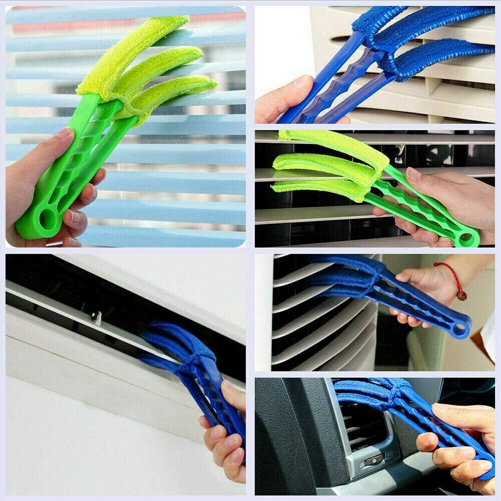 Microfiber Venetian Blind Blade Cleaner Window Duster Brush 2 Clamps & 8 Sleeves