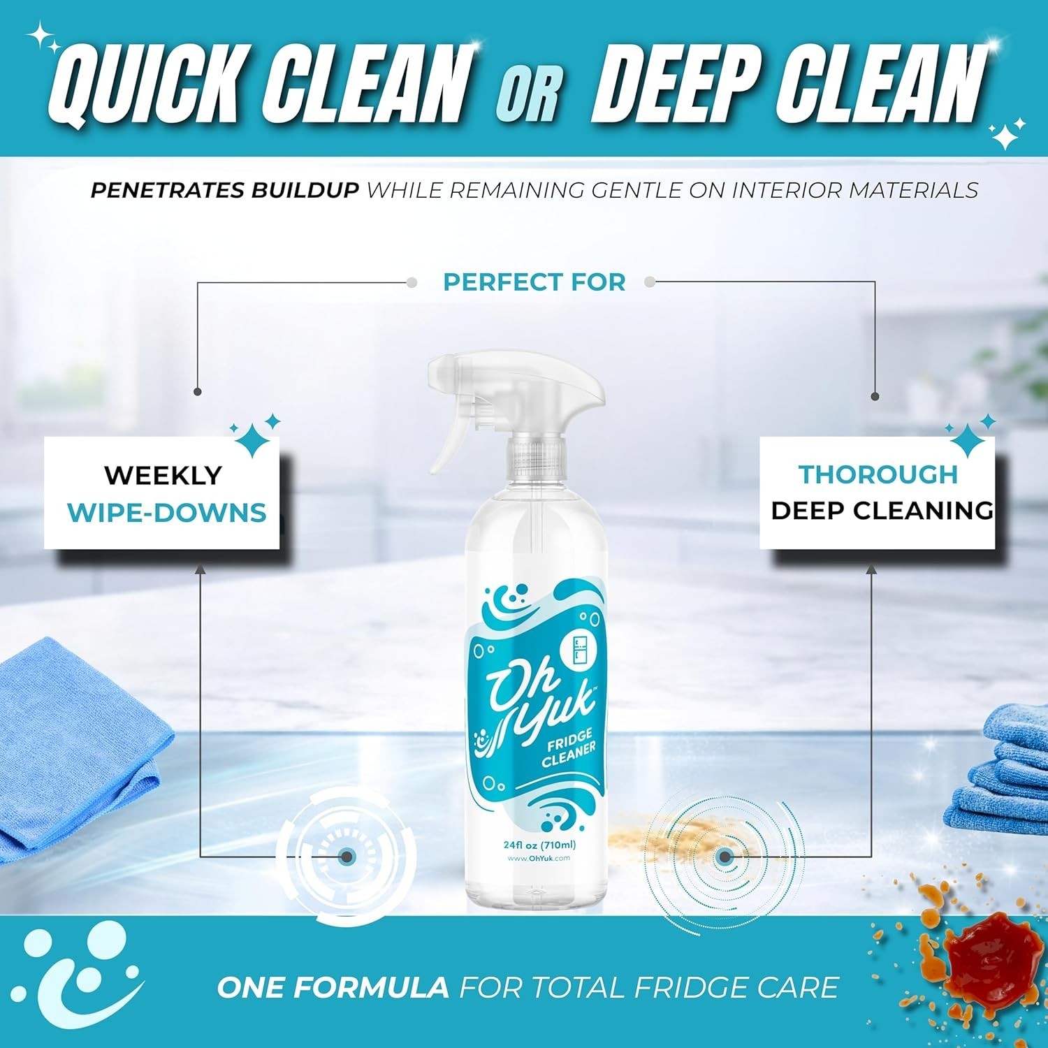 Fridge Cleaner – Cleans Inside Refrigerator for Spotless, Food-Contact Safe S…