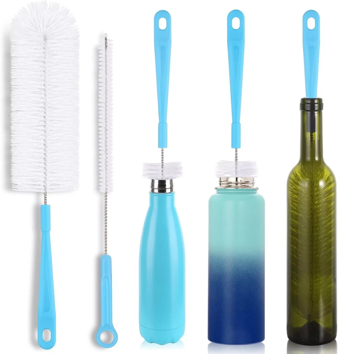 Bottle Cleaning Brush Set Long Handle Silicone Brushes Jug Thermos Flask Cleaner