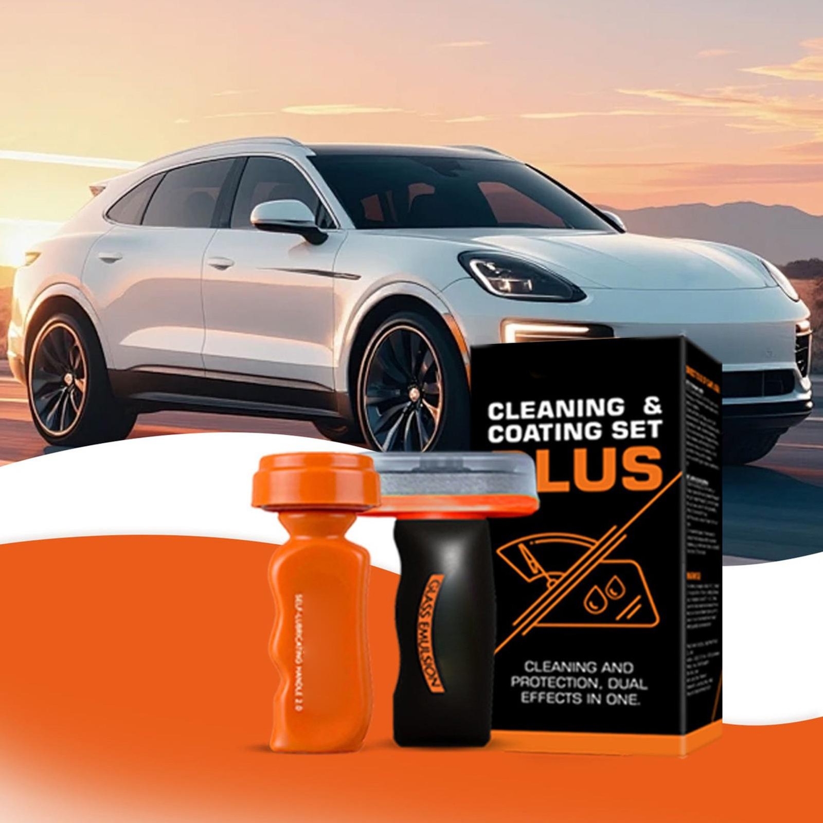 Car Glass Oil Film Remover Cleaning Emulsion 2-in-1 Anti-Glare Hydrophobic Brush