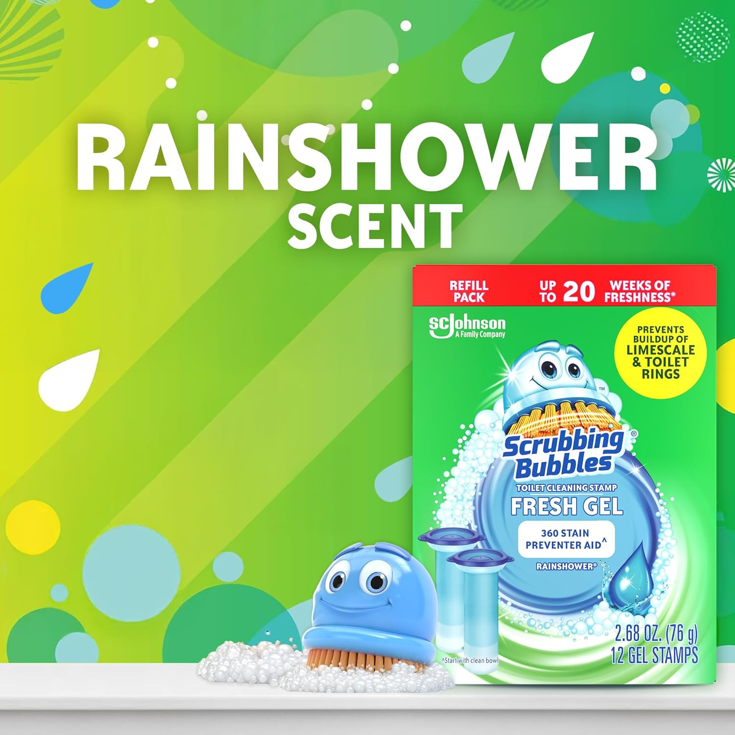 Scrubbing Bubbles Fresh Gel Toilet Bowl Cleaning Stamps Refills, Helps Keep Toil