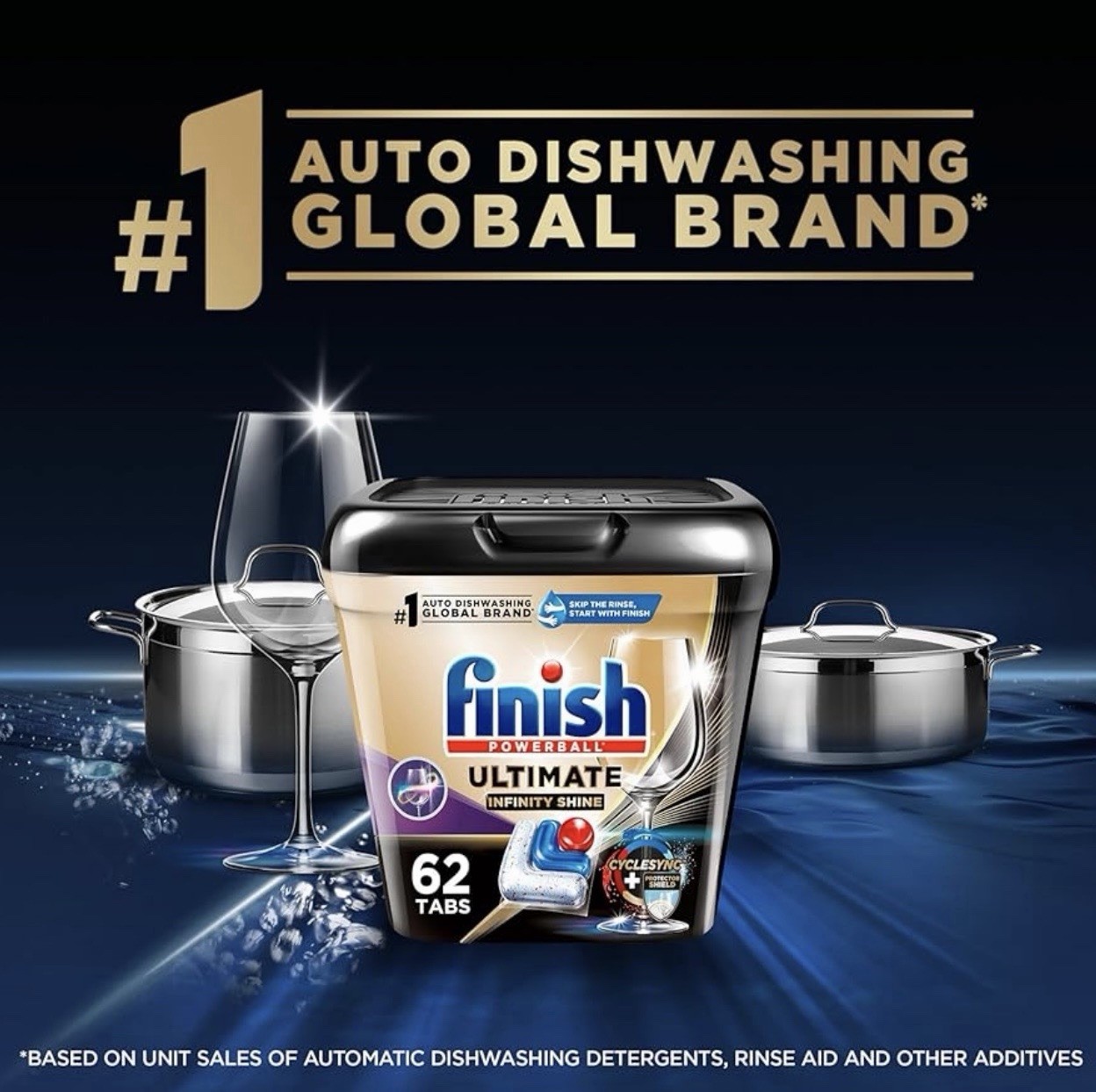 Finish Ultimate Infinity Shine Dishwasher Pods, No Pre-Rinse Dishwasher Detergen