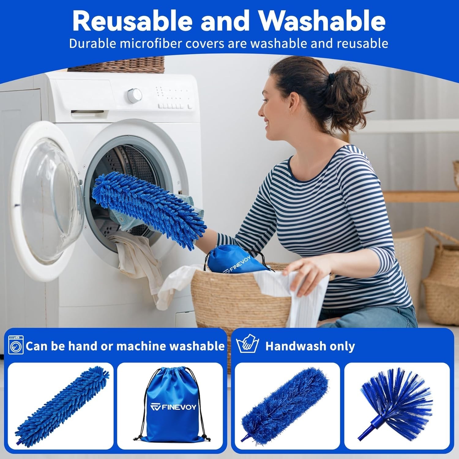 Long-Handled Dusting Set – 5 PCS Microfiber Kit for Furniture & High Ceilings