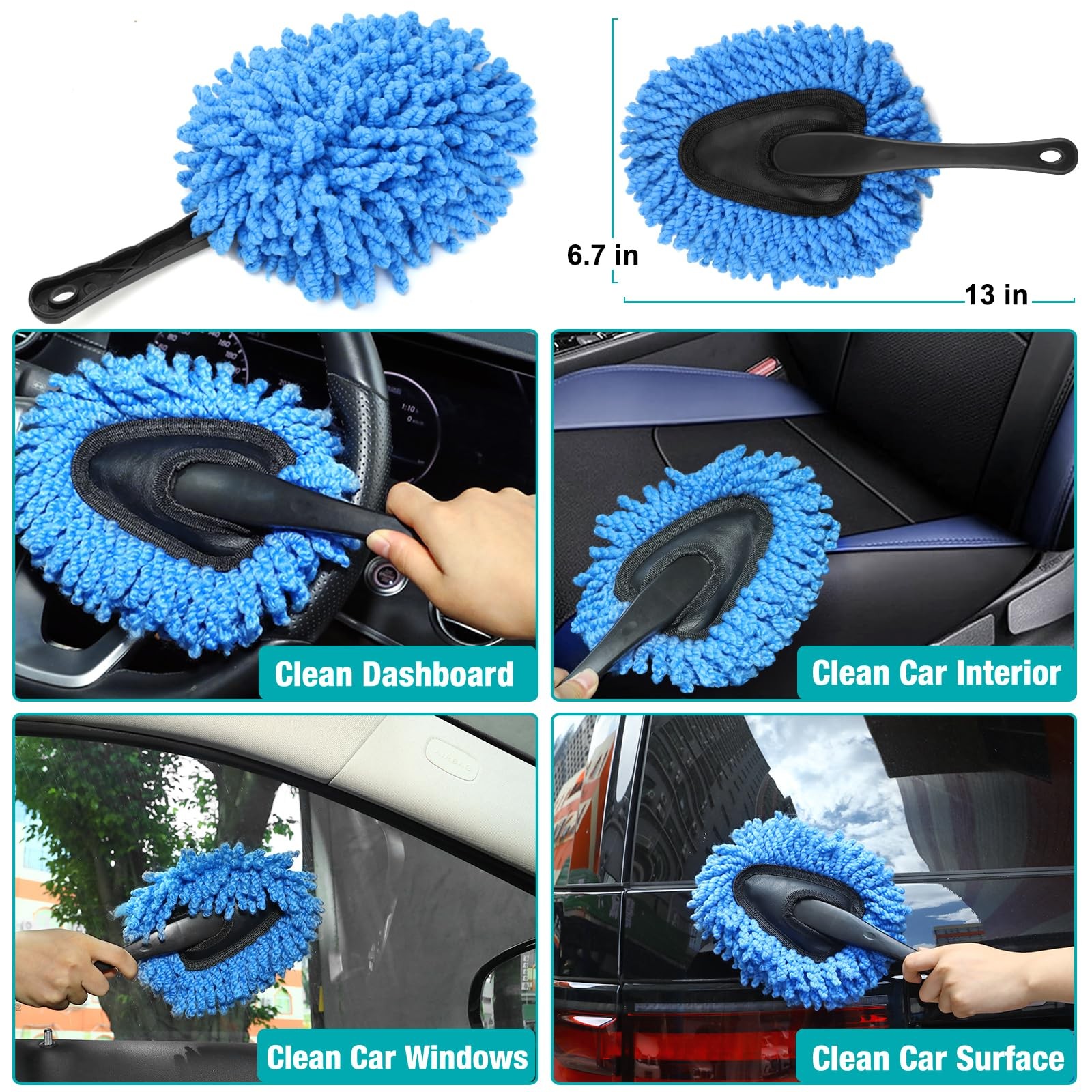 Car Interior Duster Detailing Cleaning Gel Brushes Kit, Soft Dust Detail Crev…