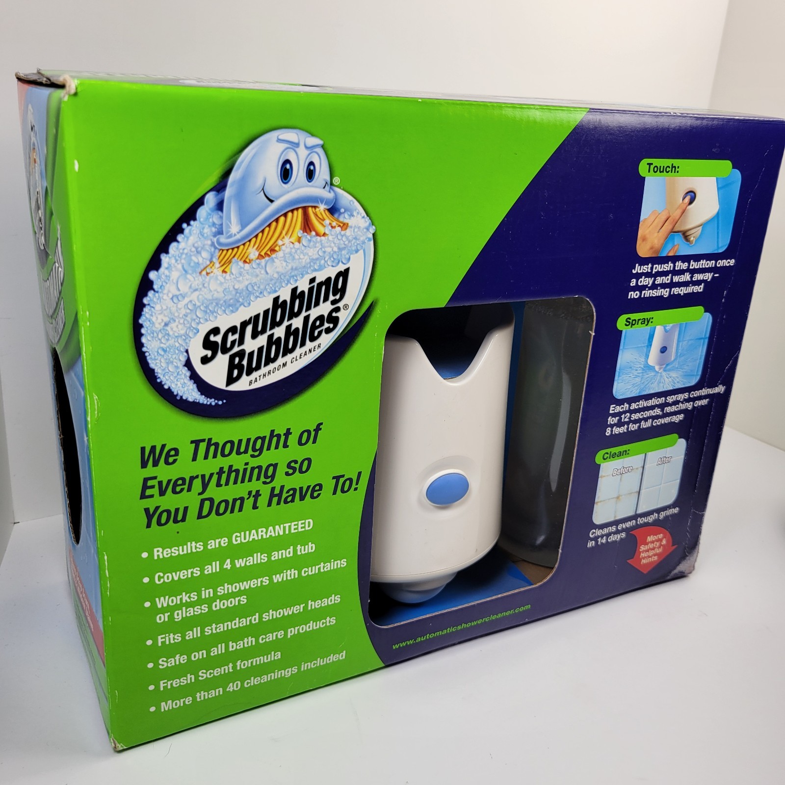Scrubbing Bubbles Automatic Shower Cleaner Kit Shower Caddy 2 Refills READ