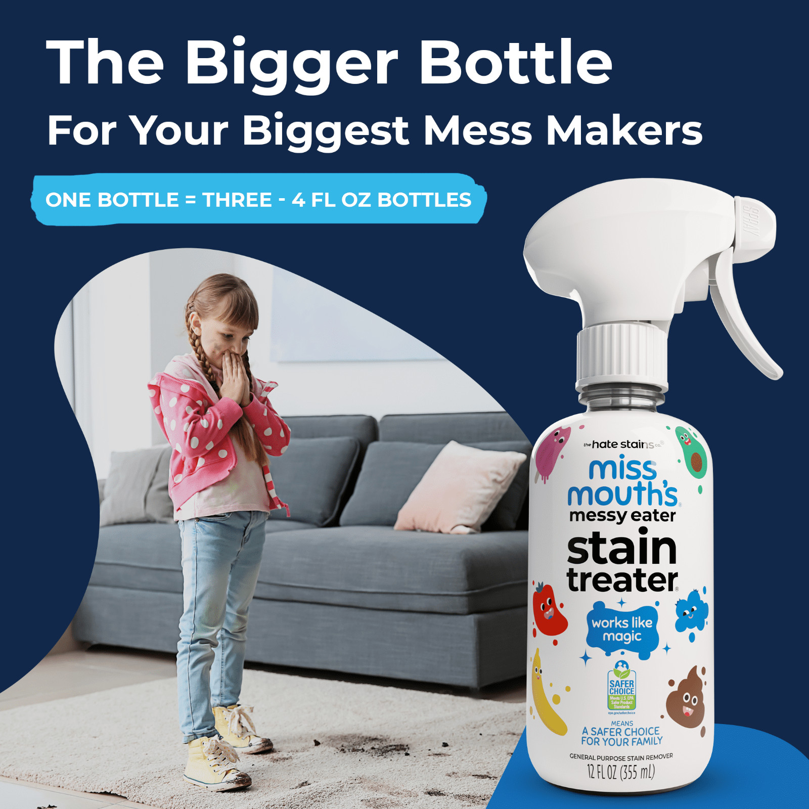 2 Pack Miss Mouths Messy Eater Stain Treater Spray 12oz Baby Kids Laundry Remove