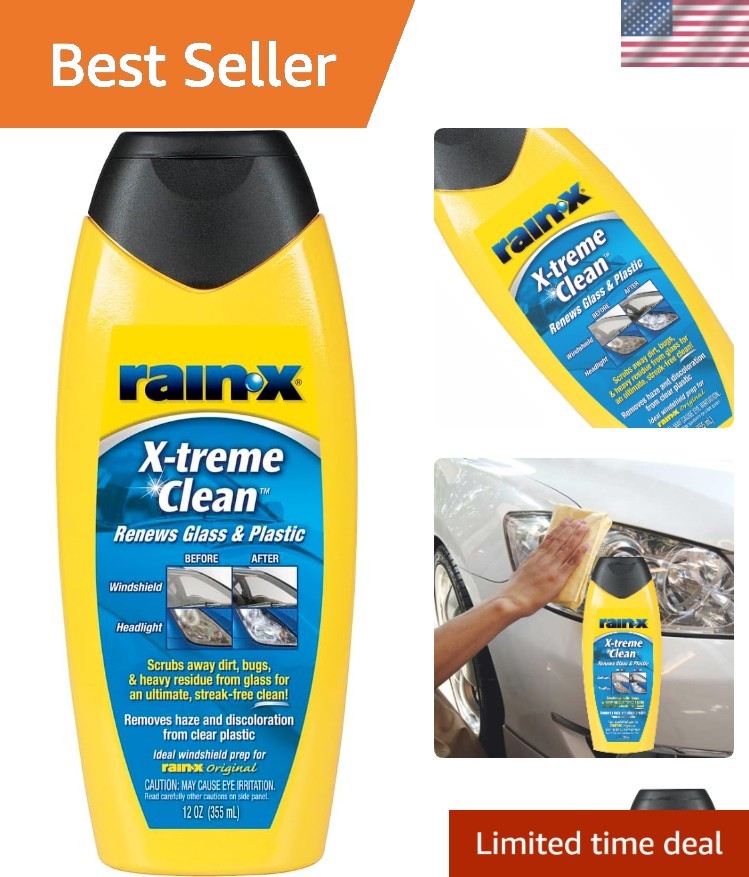 12oz Rain X X-Treme Clean Glass Cleaner – Unscented for Clear Driving Visibility