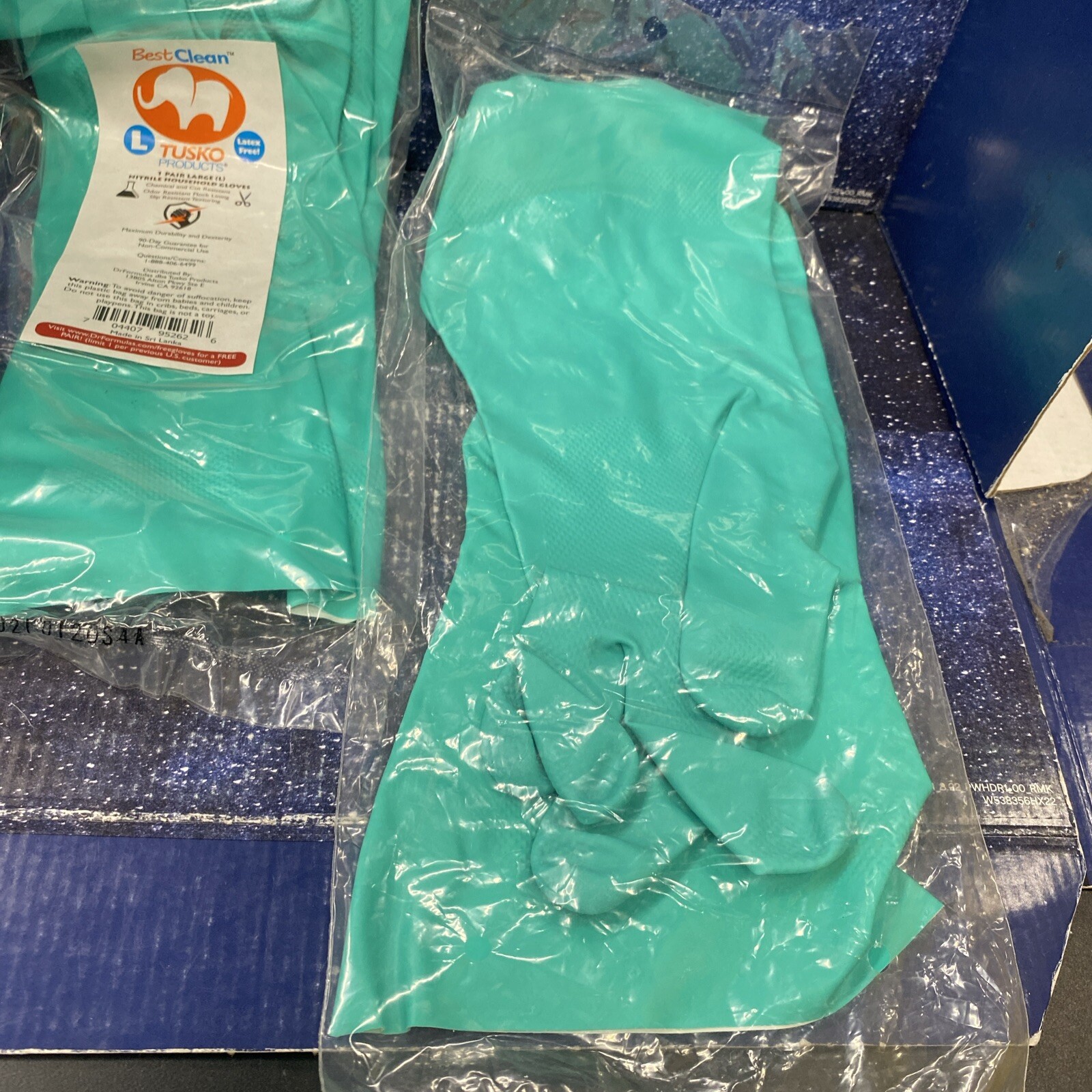 2 X Tusko Products Best Nitrile Rubber Cleaning, Household,Dishwashing Gloves, L
