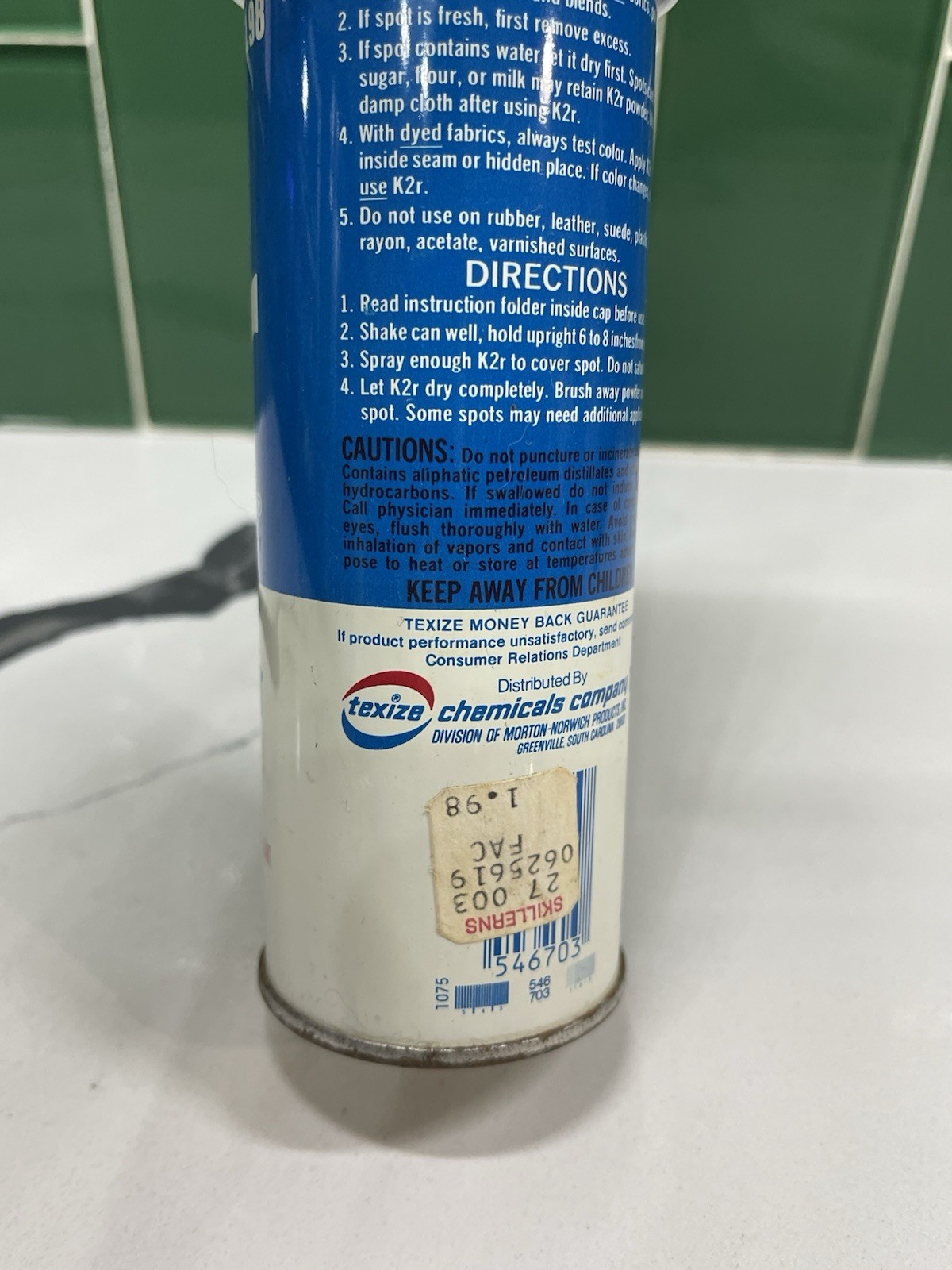 VTG 80S K2r Spot Lifter Stain Remover 6 oz Carpet Clothes MOVIE PROP -EMPTY