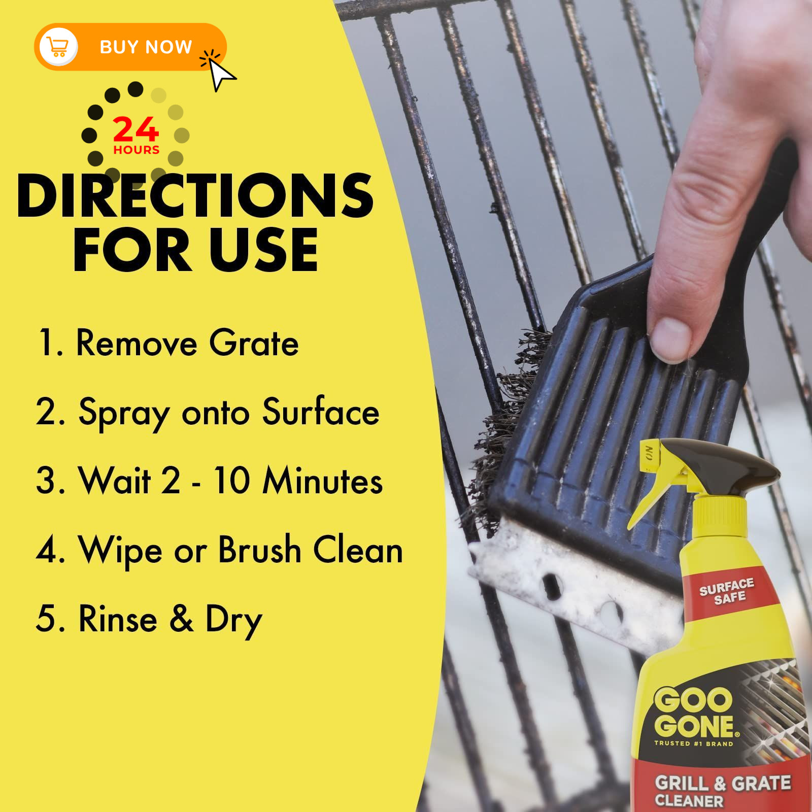 Goo Gone Grill and Grate Cleaner – 24 Ounce – 24 Fl Oz (Pack of 1), Clear