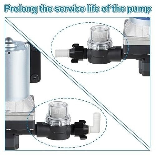 RV Water Pump Strainer Filter, 1/2″ Twist On Pipe Strainer, 1/2″ x 14 NPT x 1/2