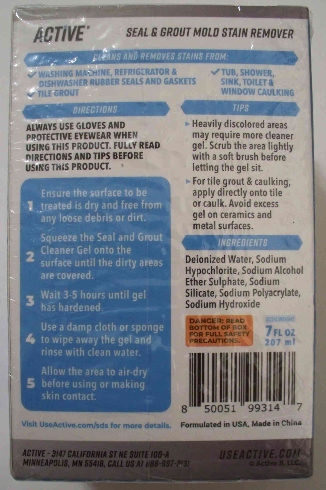 Active Seal & Grout Mold Stain Remover – 7 fl oz – 207 ml – Combo Ship