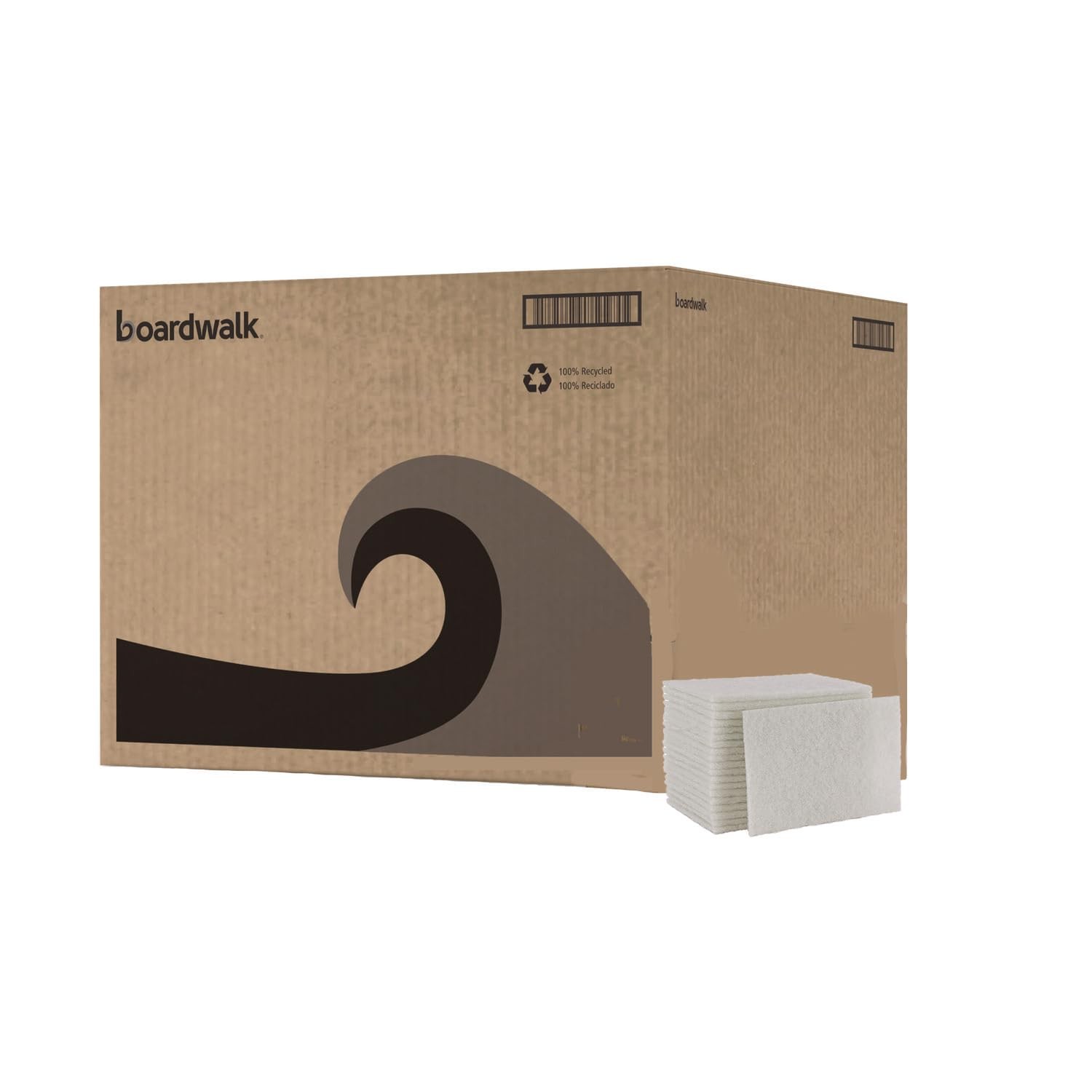 BWK198 Light Duty Scour Pad, White, 6″ x 9″ (Case of 20)