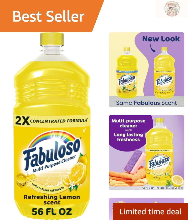 Powerful 2X Concentrated Cleaner – Lemon Scented, Versatile & Safe – 56 Oz