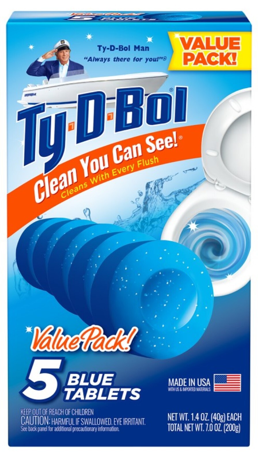 Ty D Bol Blue Toilet Bowl Cleaner Tablets Value 5 Blue Tablets 7 oz Ty D Bowl