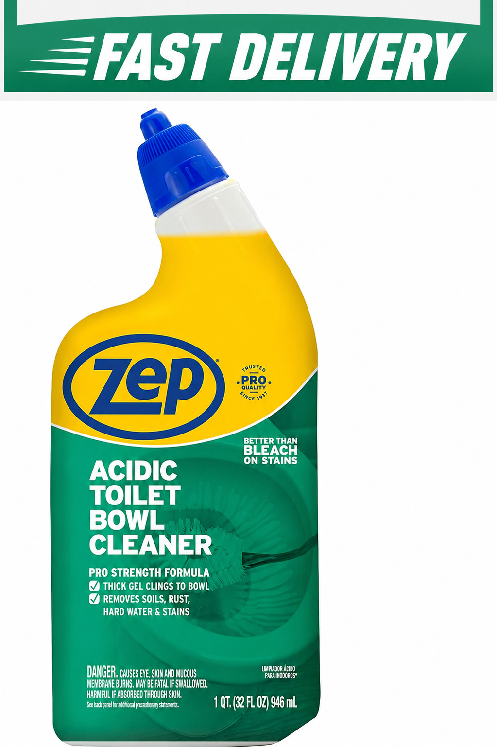ZEP Acidic Toilet Bowl Cleaner Heavy Duty Rust & Stain Remover 32oz