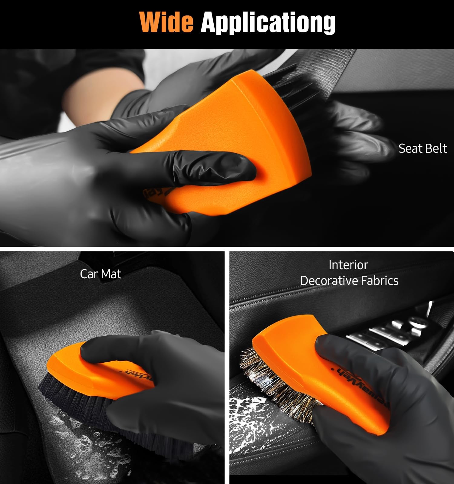 2PCS Leather Cleaning Brush, Horse Hair Brush for Car Leather Seat, Fabric, Shoe