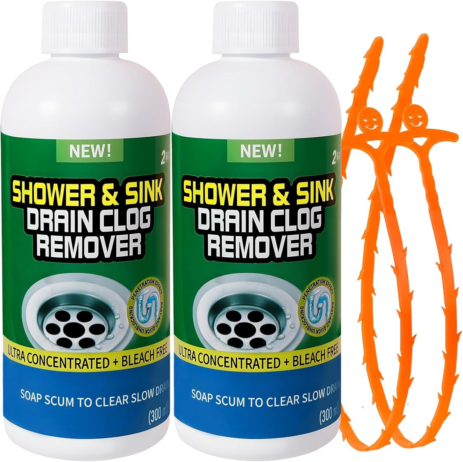 Drain Cleaner Clog Remover Liquid: Sink Kitchen Bathroom Shower Drain Cleanin…