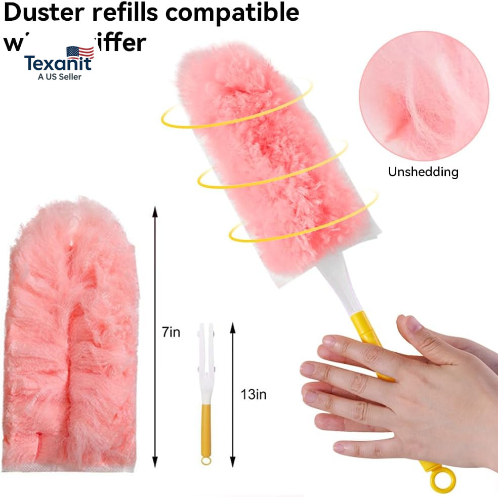 Heavy Duty Duster Refills, 360° Efficient Duster Kit for Swiffer, 30 Pack & 3 Ft