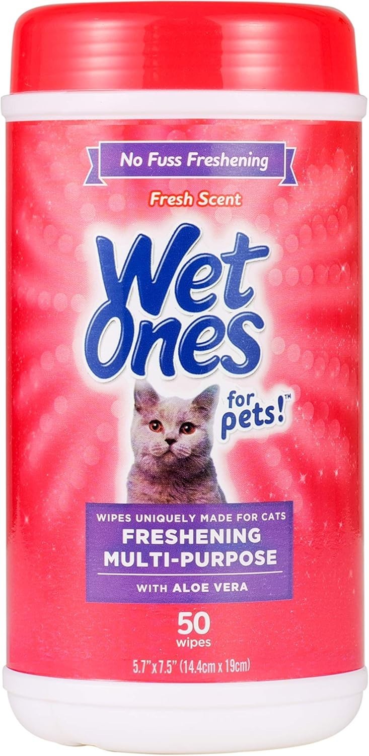 for Cats Freshening Wipes, Multi-Purpose Cat Grooming Wipes with Aloe Vera, H…
