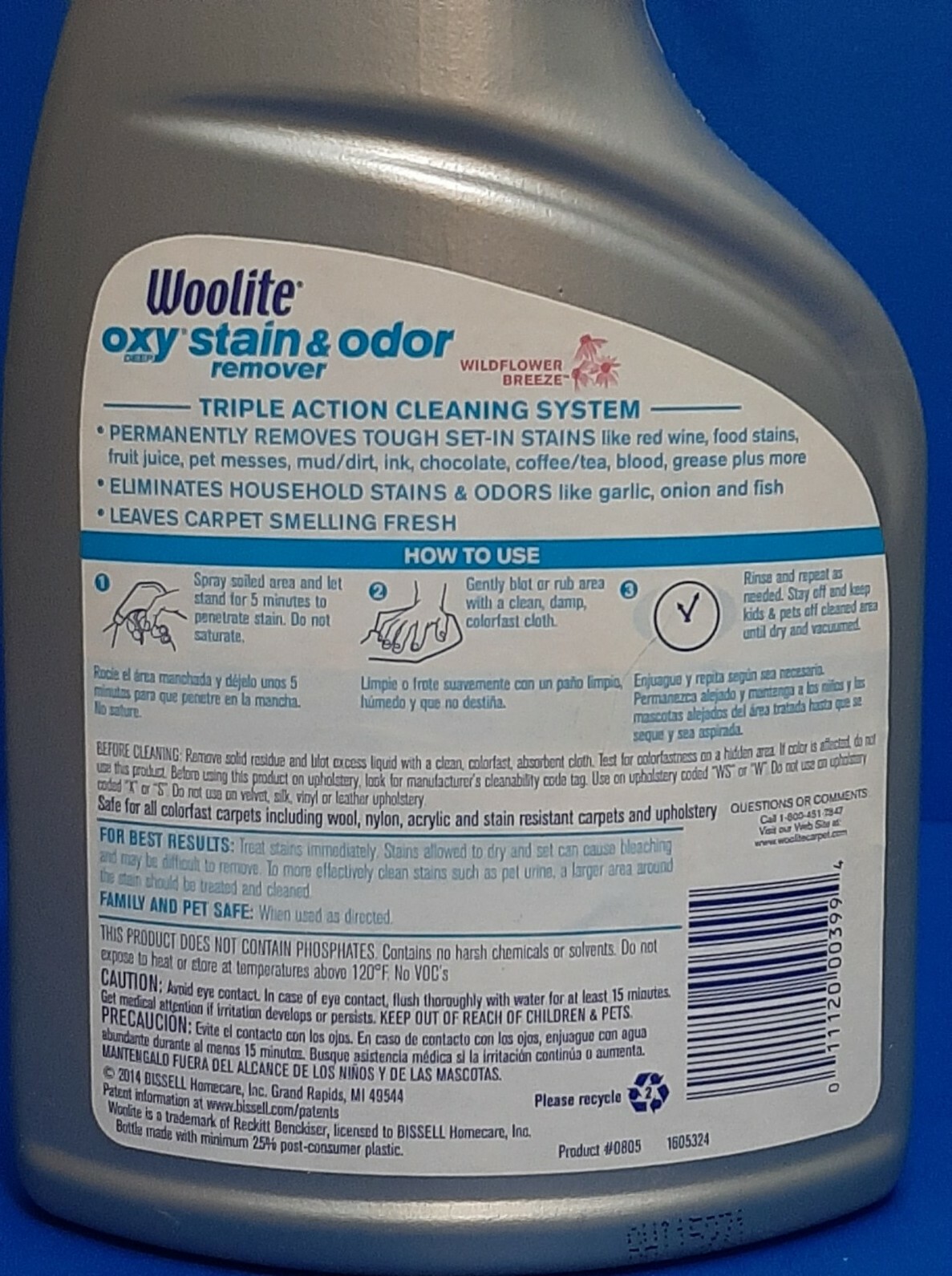 Woolite Oxy Deep Stain & Odor Remover Carpet Cleaner~ Wildflower Breeze ~22 oz.