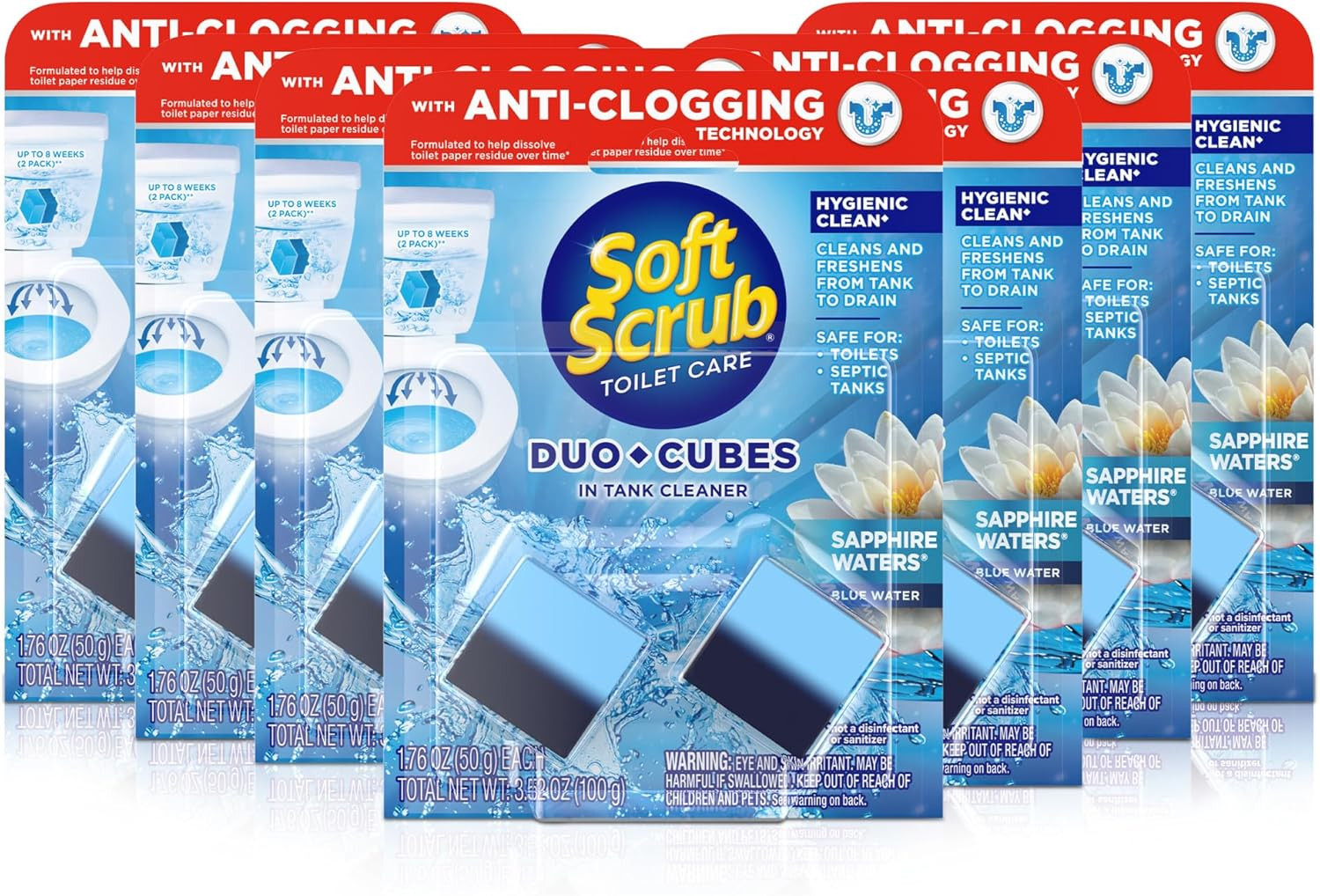 In-Tank Toilet Cleaner Duo-Cubes, Sapphire Waters, 2 Ct (Pack of 7), Cleans & Fr