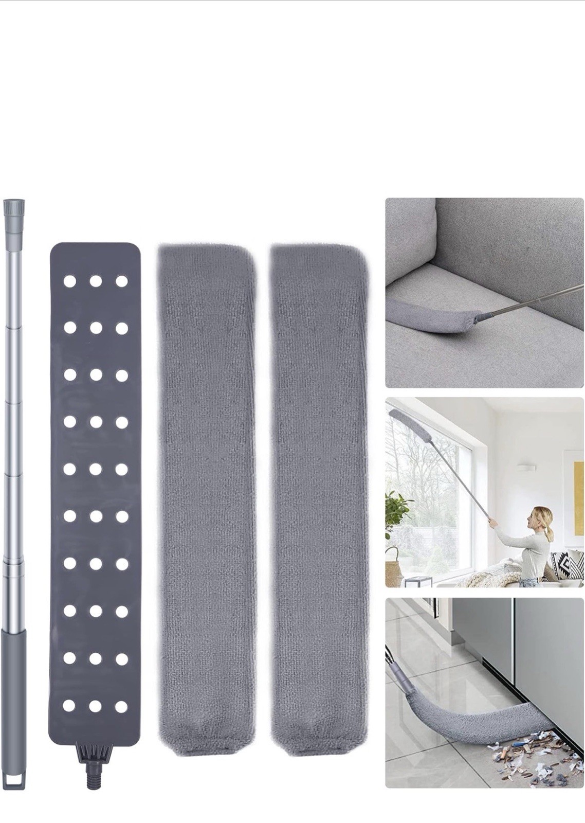 Retractable Gap Dust Cleaner Cleaning Tools with 2 Microfiber Dusting Cloths Lon