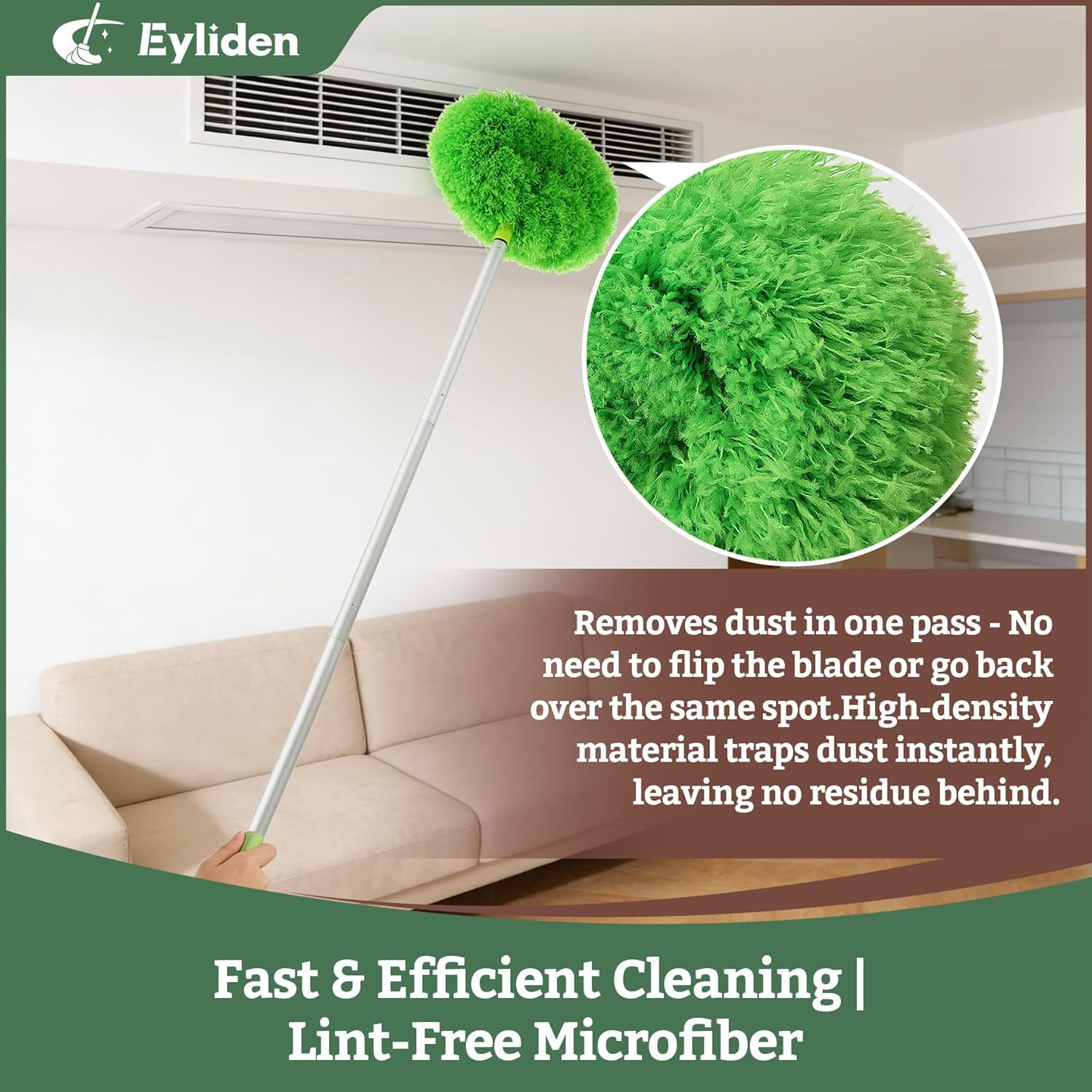 68″ Adjustable Ceiling Fan Duster – 360° Dual-Sided Microfiber, 0.75 Lbs Ultra-L