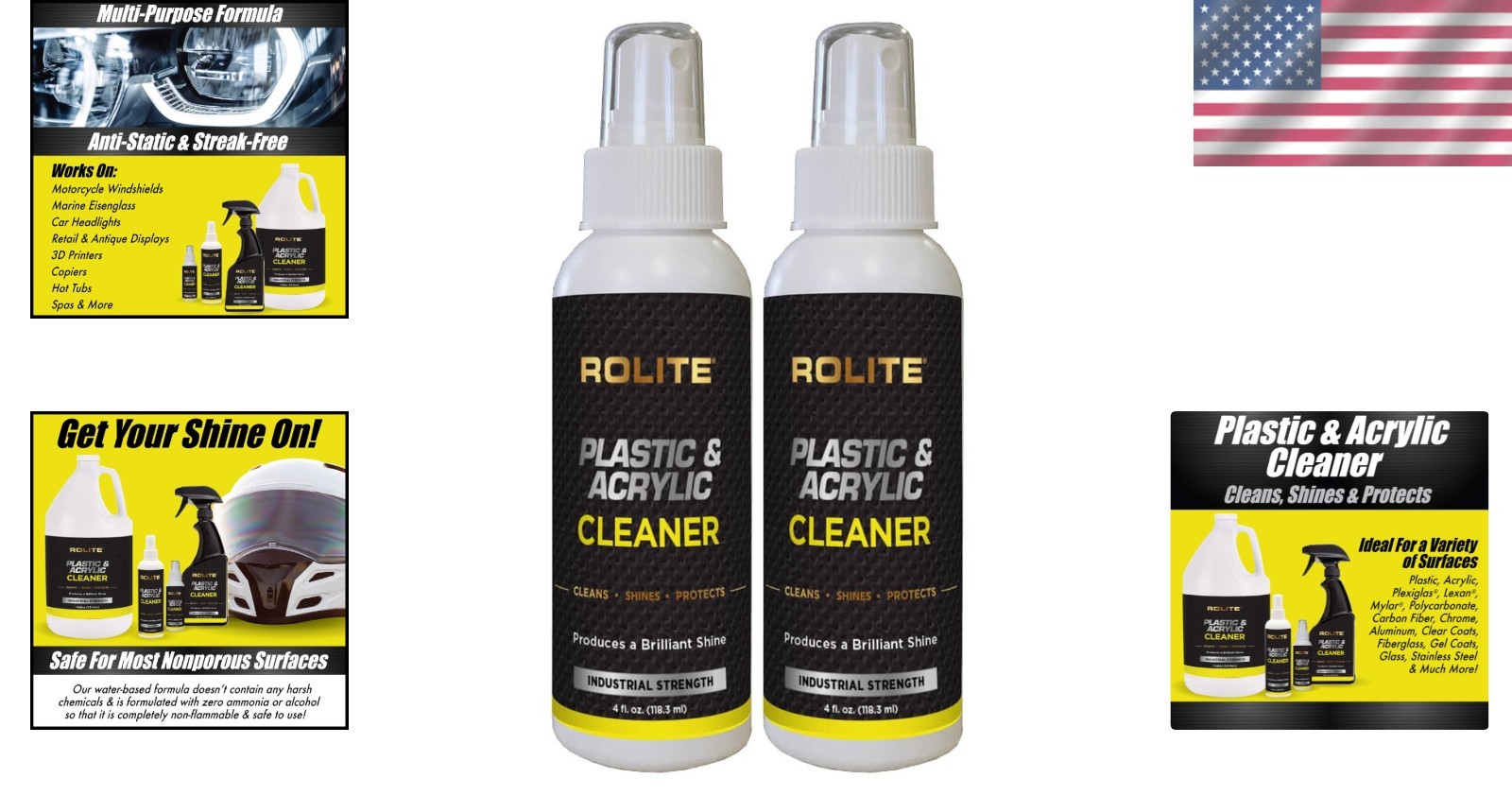 High Shine Plastic & Acrylic Cleaner – Dust Repellent Spray, 4 fl. oz. (2 Pack)
