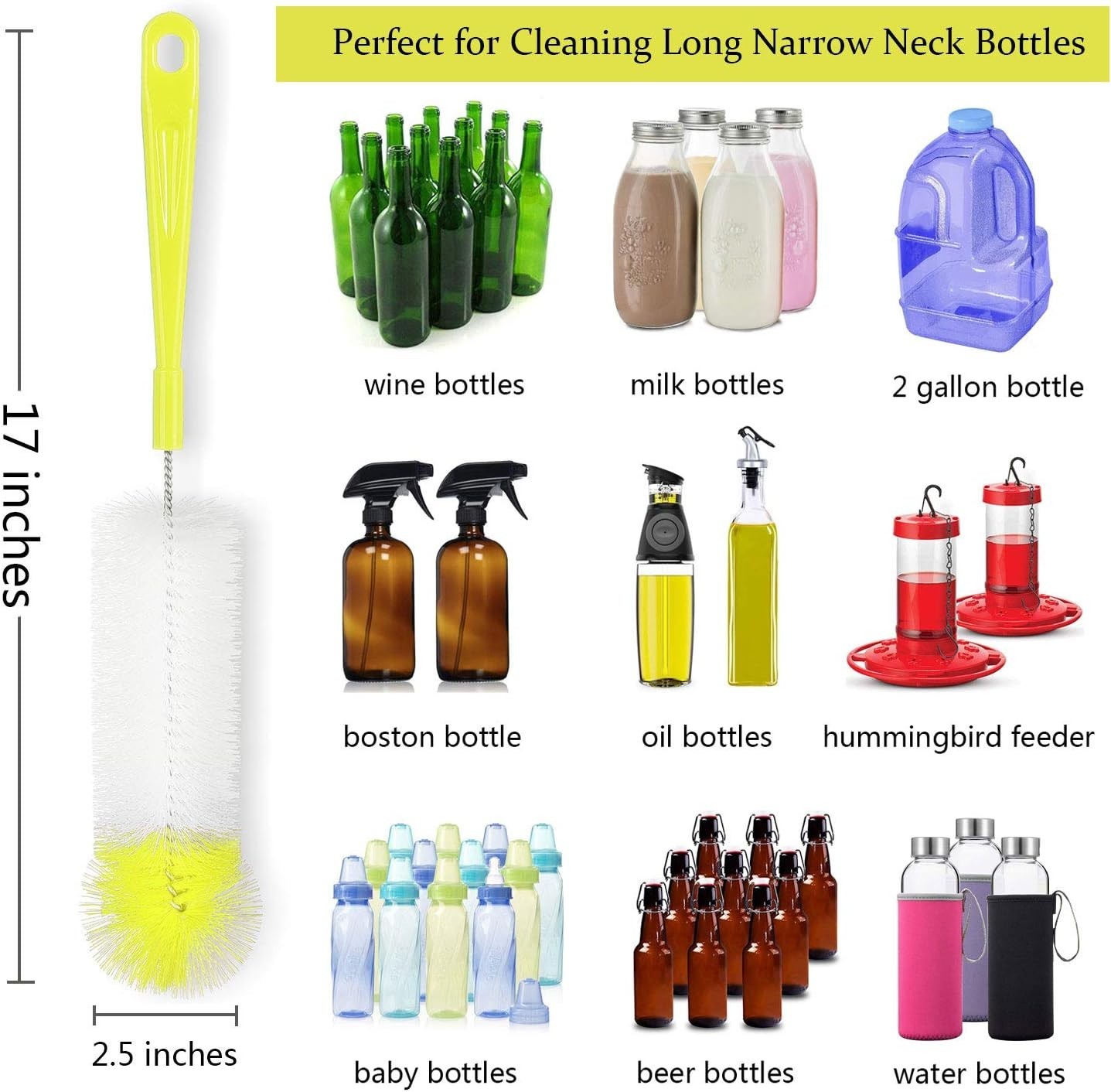 8-Pack Bottle Cleaning Brush Set – Long Bottle Cleaner for Washing Beer/Wine Nar