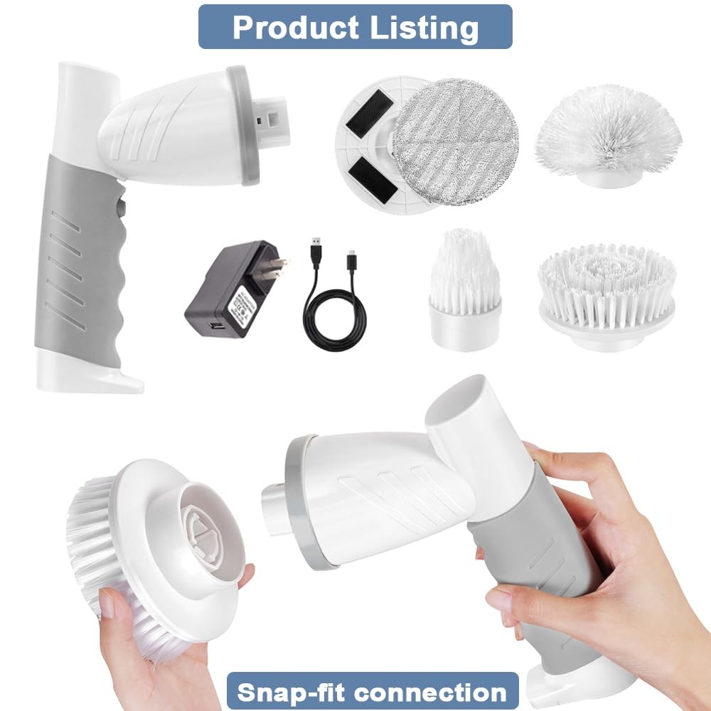 Electric Spin Scrubber, Bathroom Cleaning Brush Shower Scrubber Portable Rech…