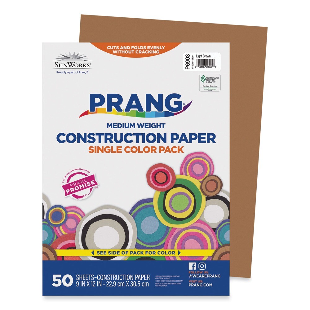 Prang 6903 SunWorks 9 x 12 Construction Paper – Light Brown (50/Pack) New