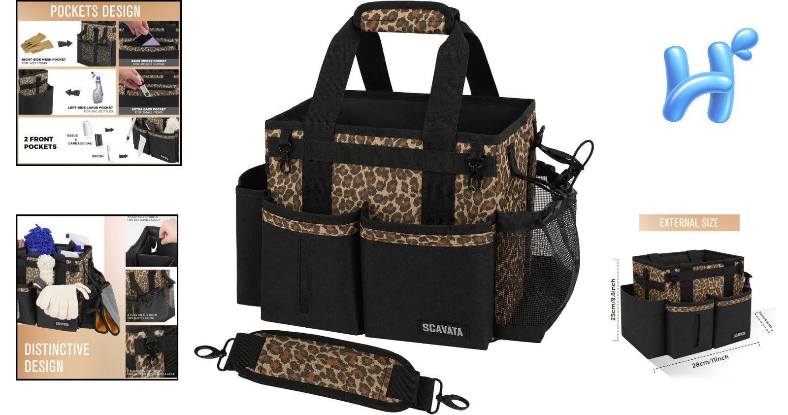 Leopard Compact Wearable Cleaning Caddy – Lightweight Organizer for Cleaners