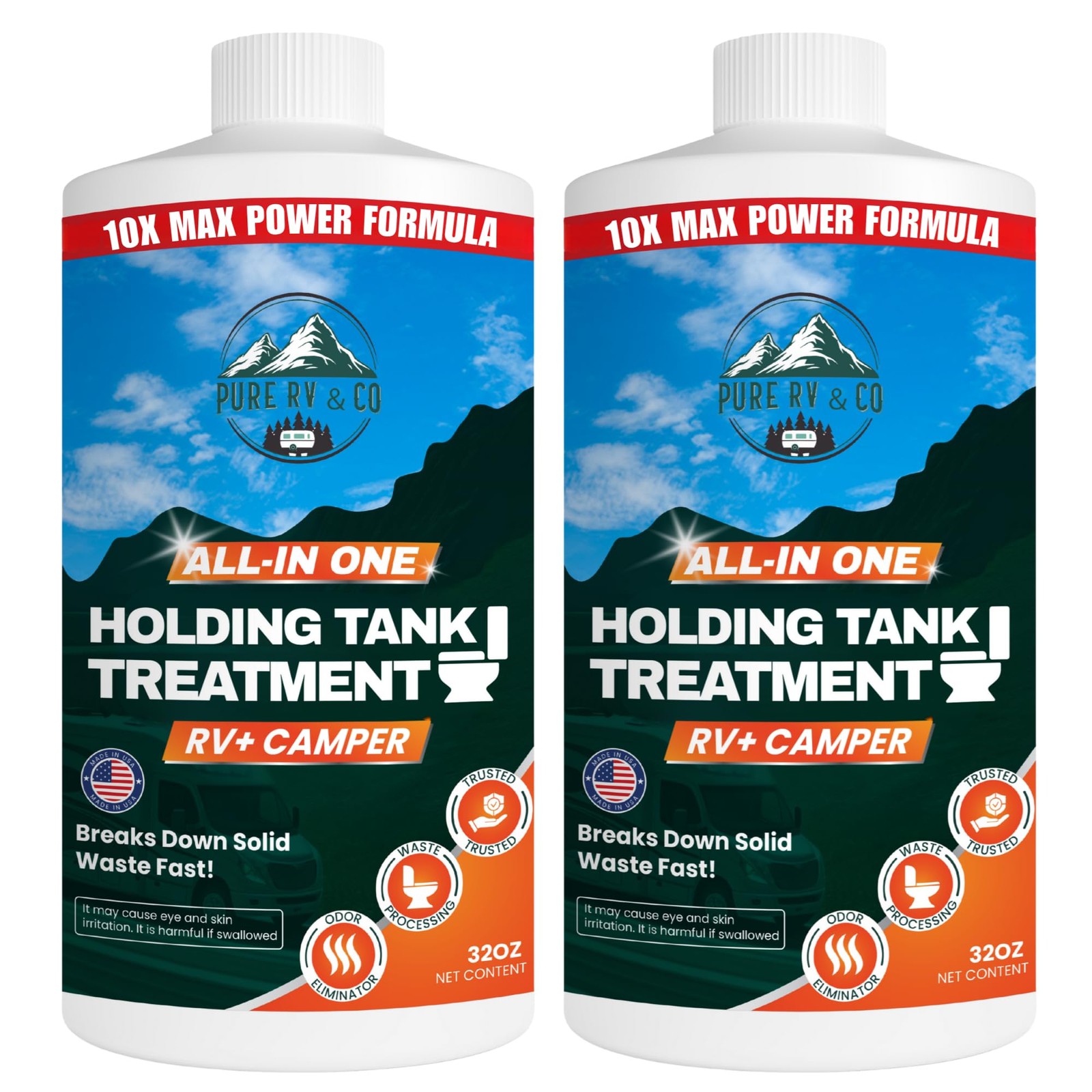 Holding Tank Treatment 32 oz – 10X Max Power RV Black Tank Cleaner, All-In-On…