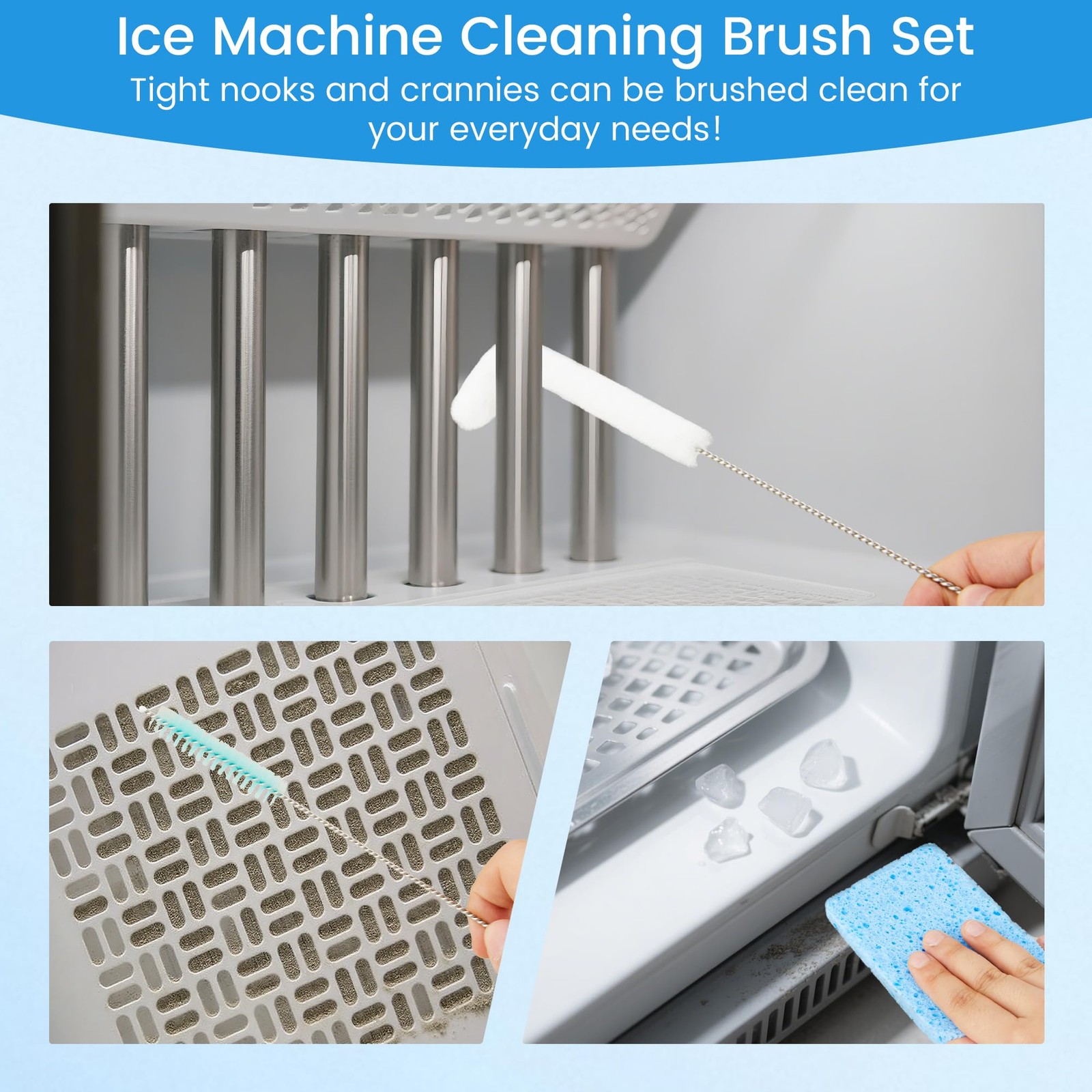 Ice Maker Cleaning Brush Set, 10 Ice Machine Cleaner Tools with 1 Pcs Scrub S…