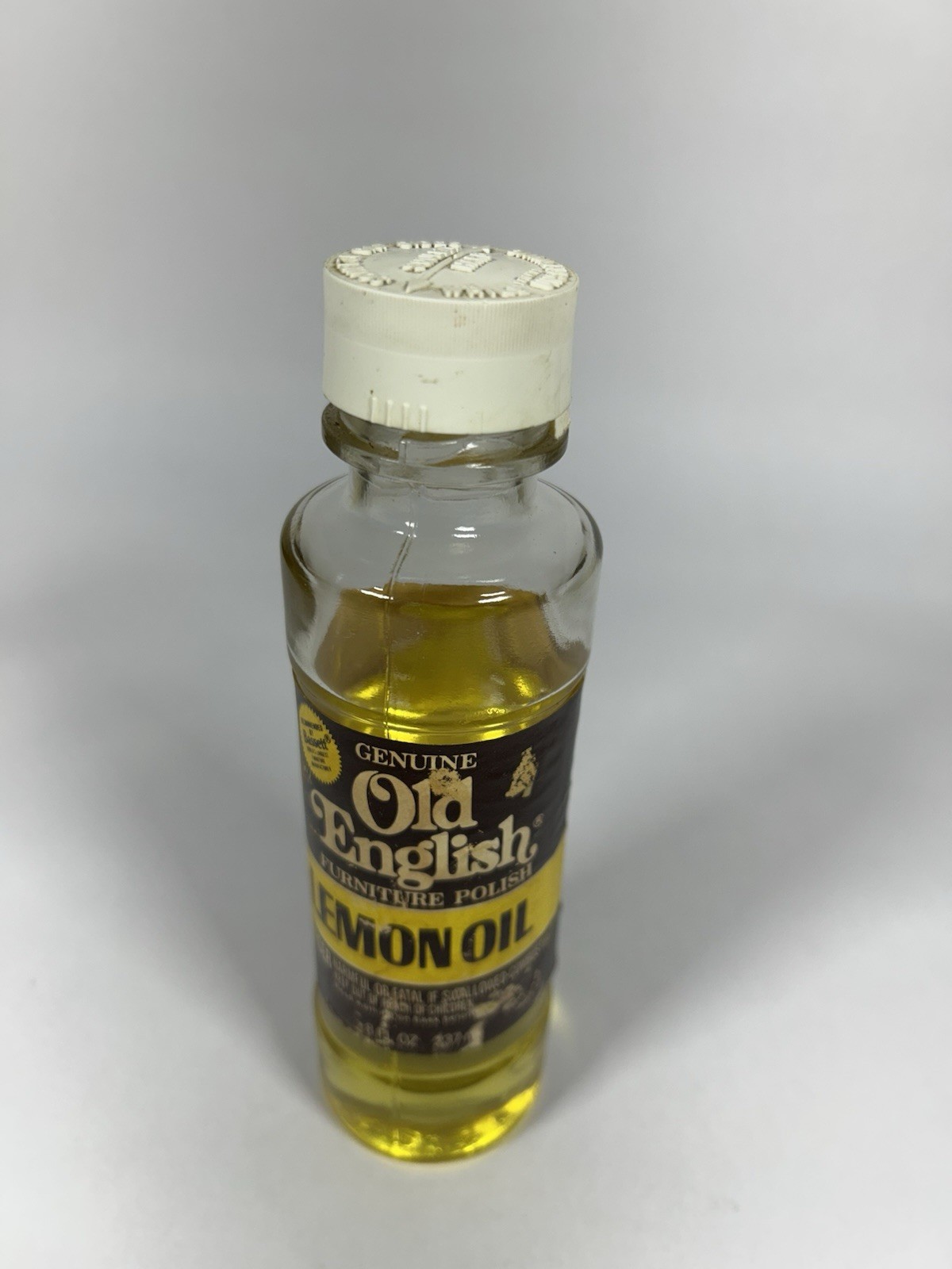 Old English Lemon Oil Furniture Polish 8 Oz GLASS Bottle Vintage 75% Full